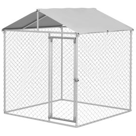 6.6' x 6.6' x 7.8' Dog Kennel Outdoor for Small Medium Dogs with Waterproof Roof, Silver (Option: Silver-1935x315x80 mm)